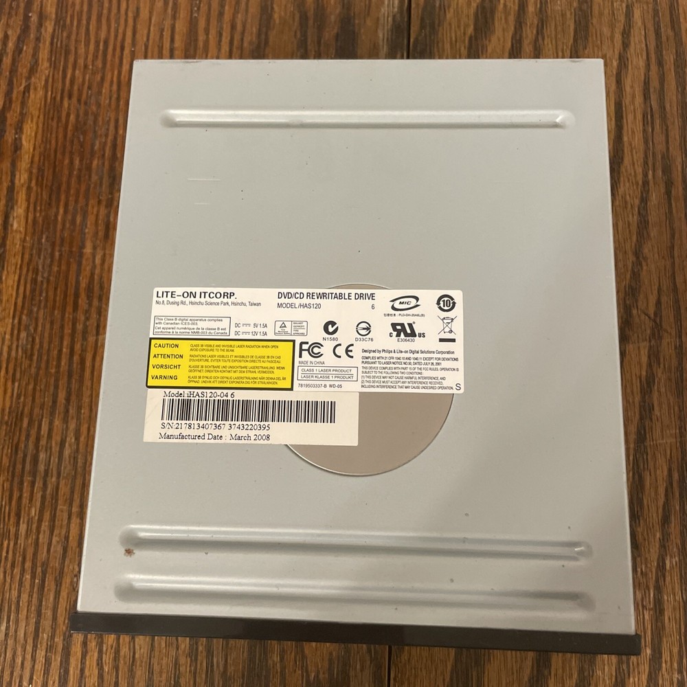 Lite-On DVD/CD Rewritable Drive  Model HAS120-04 6 Mfg Date 03/2008 UNTESTED