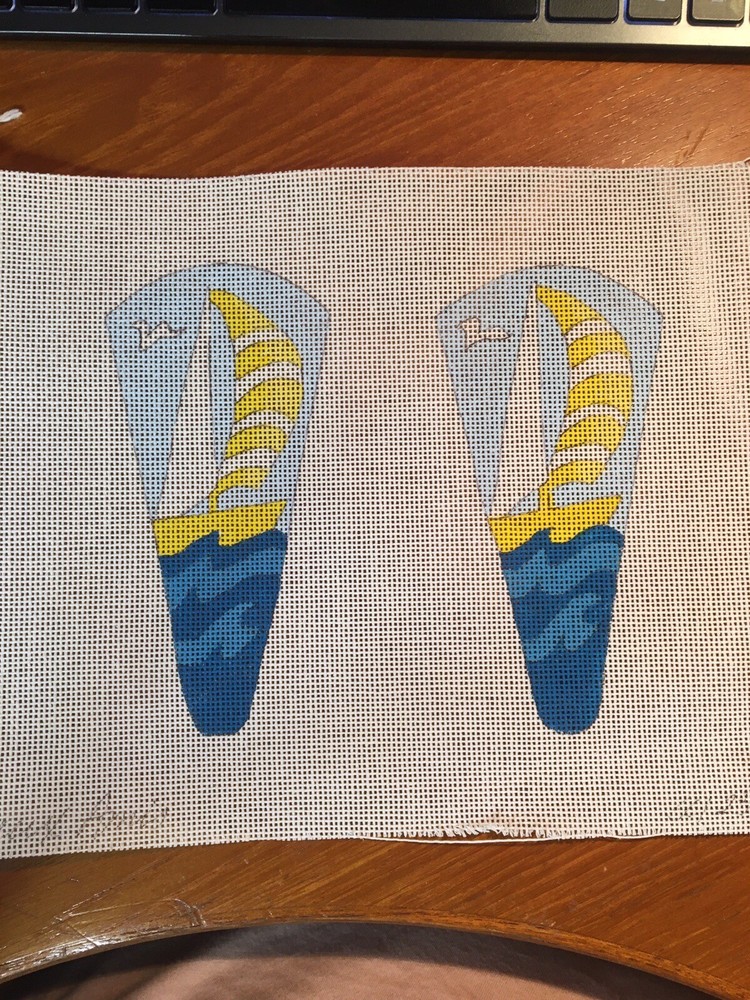 Sailboat Scissor Case handpainted Needlepoint Canvas 18 mesh