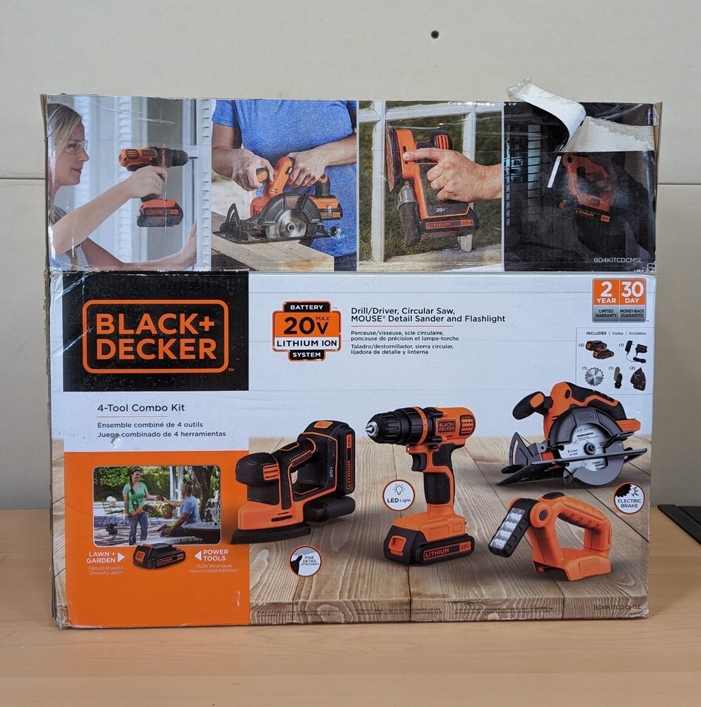BLACK+DECKER BD4KITCDCMSL CORDLESS 20V MAX* Lithiuim Ion 4 Tool Combo Kit *NOB