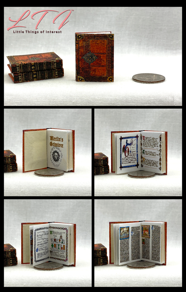 MERLIN'S GRIMOIRE Miniature 1:12 Scale Magic Medieval Manuscript Book