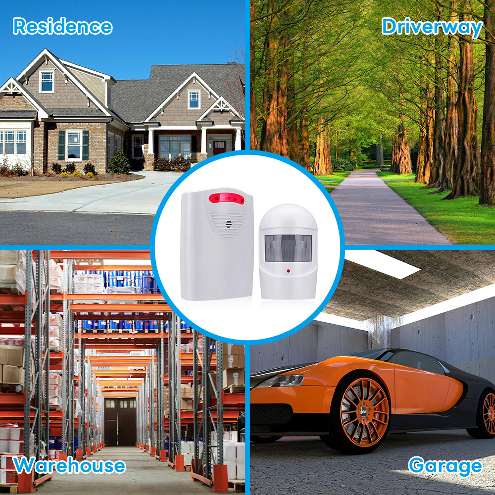 Wireless Motion Sensor System Driveway Garage PIR Alarm Alert Security Indoor US