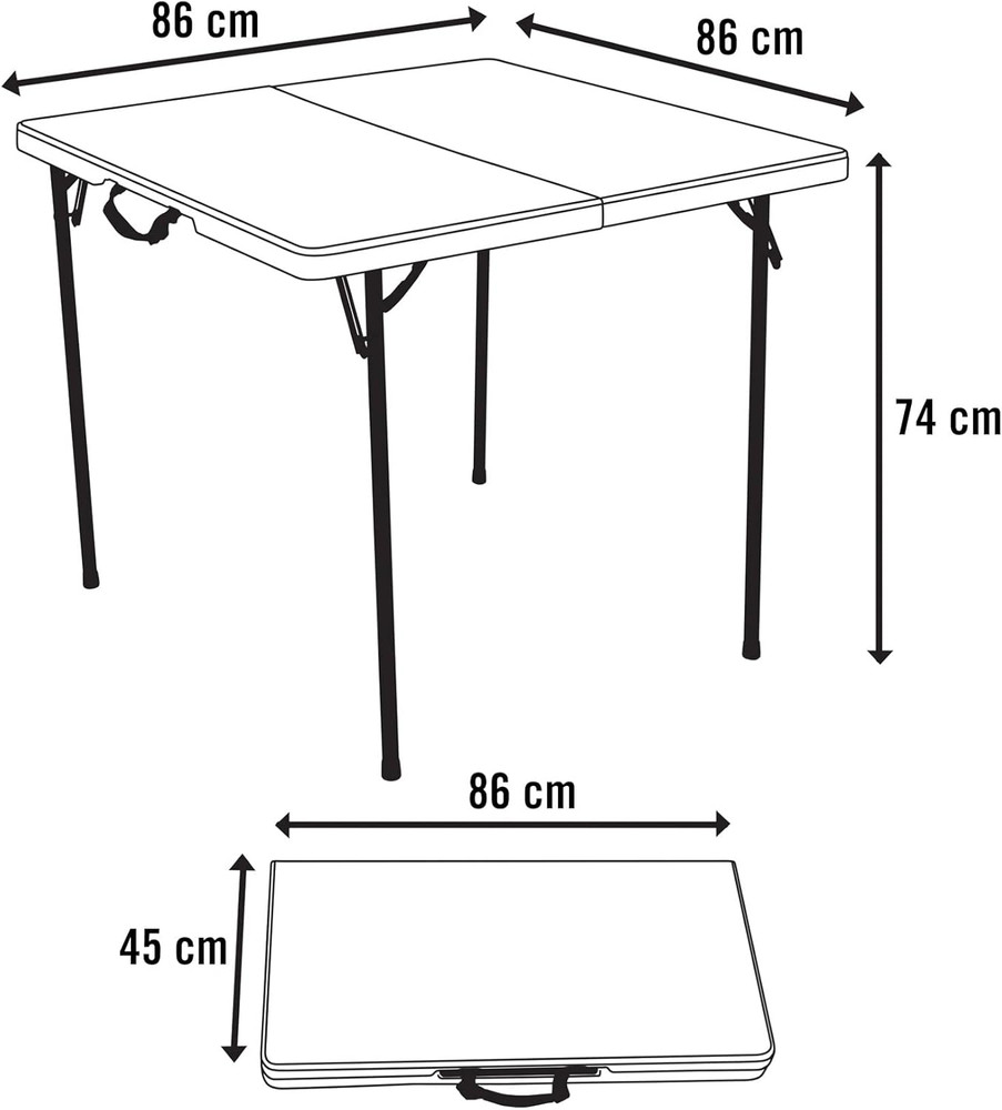 80273 Fold in Half Square Table, 34 Inch, White