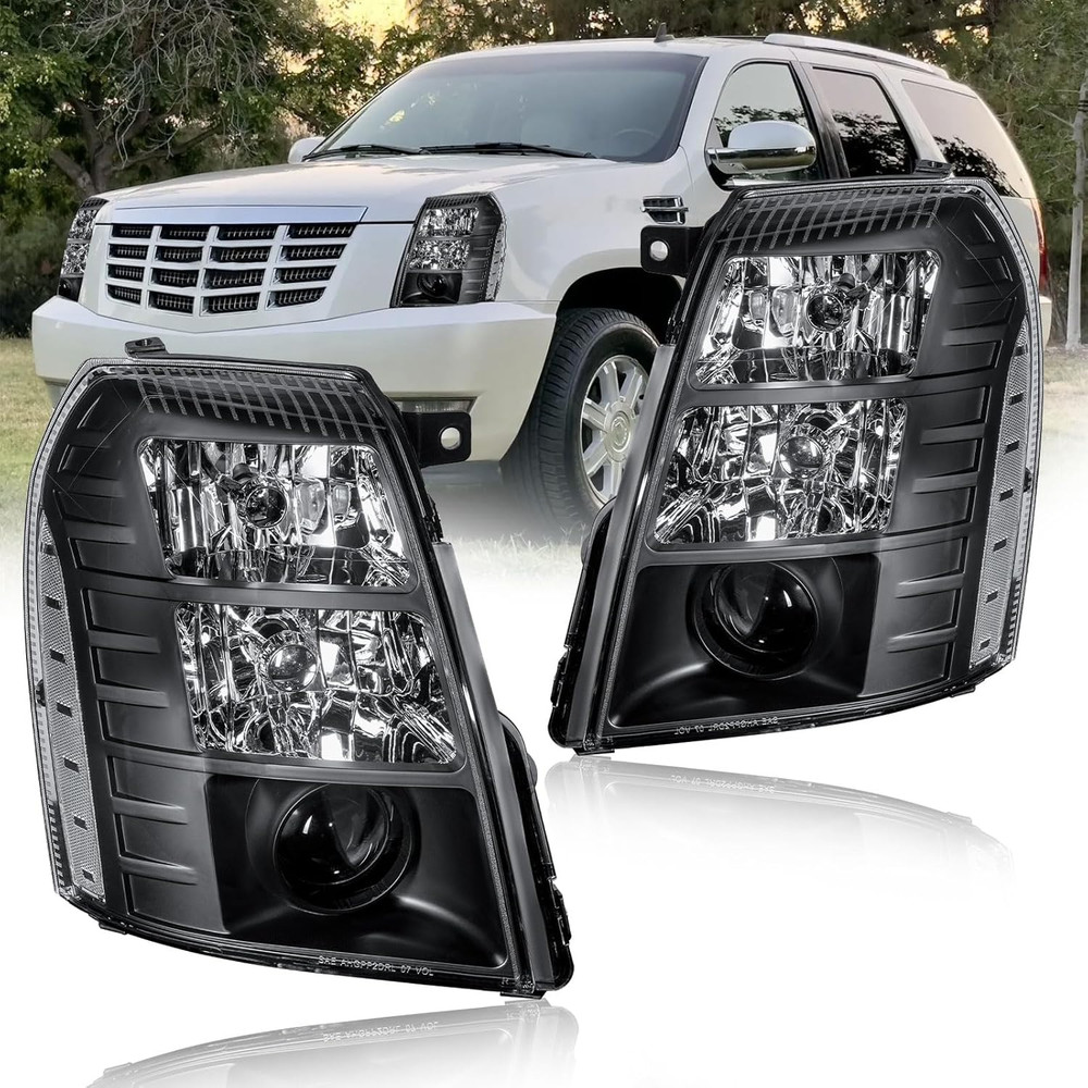 Headlight Assembly, Headlights Kit Compatible with 2007-2014 Cadillac Escalade/2