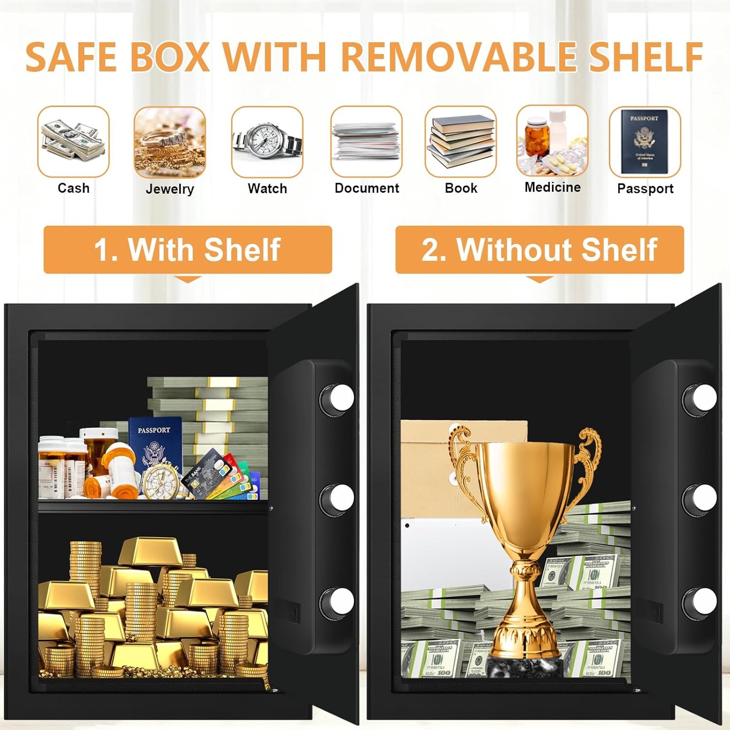 3.0 Cu Ft Fireproof Waterproof Home Safe Digital Keypad Anti Theft Security Box