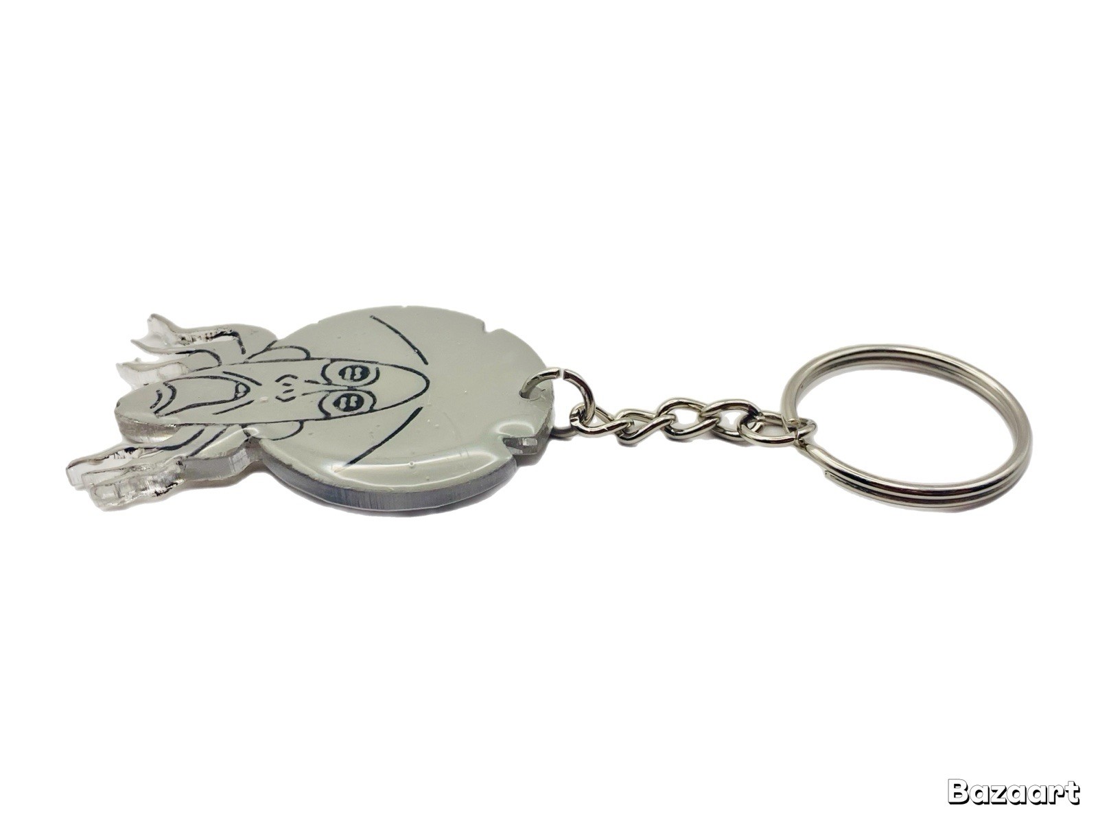 Coraline Inspired Handmade Resin Keychain, Button Eyes Handmade Resin Face Head