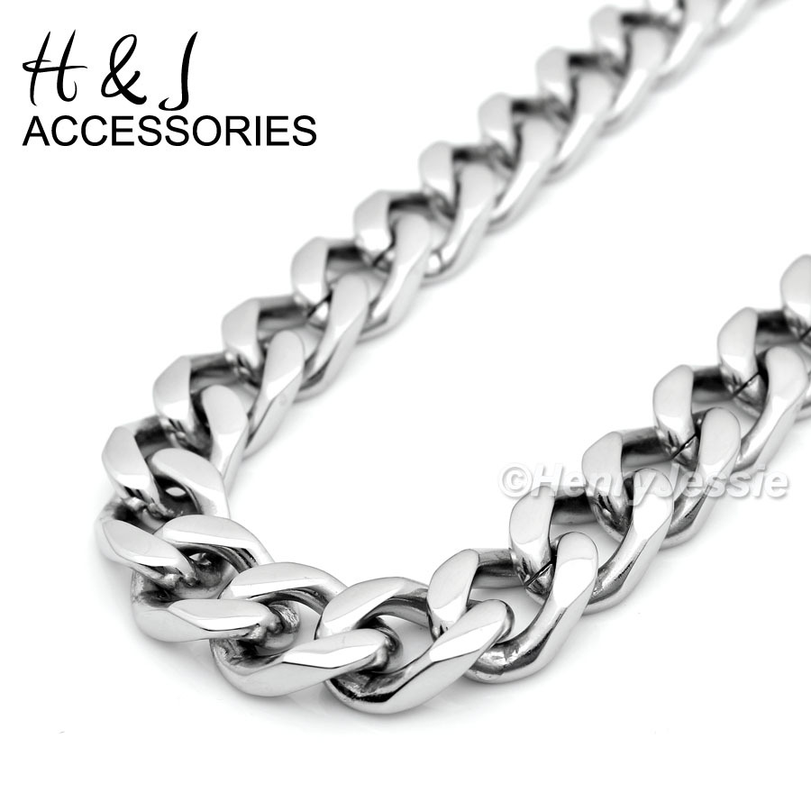 7"-11"MEN 316L Stainless Steel 9mm Silver Cuban Curb Link Chain Bracelet*B140