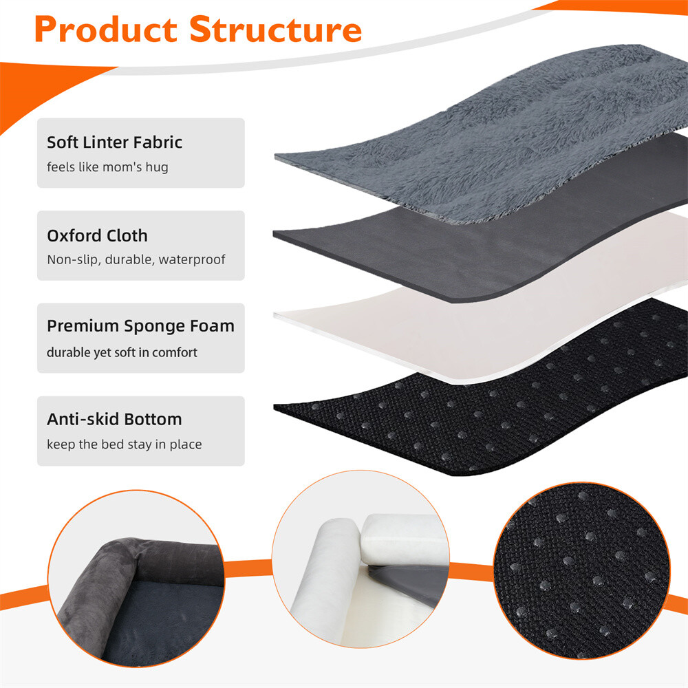 Elevated Orthopedic Dog Bed Pet Sofa w/ Headrest Washable Cover for Large Dogs