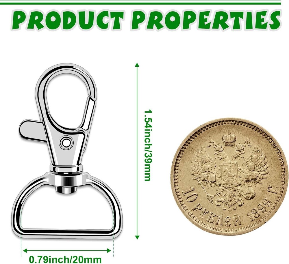 Versatile 50 PCS Lobster Claw Clasp Set - Silver Snap Hooks for Keychains & More