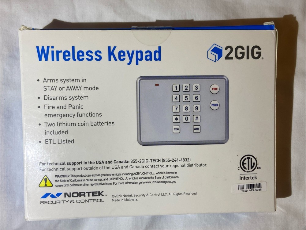 2GIG-PAD1-345 Wireless Push Button Keypad