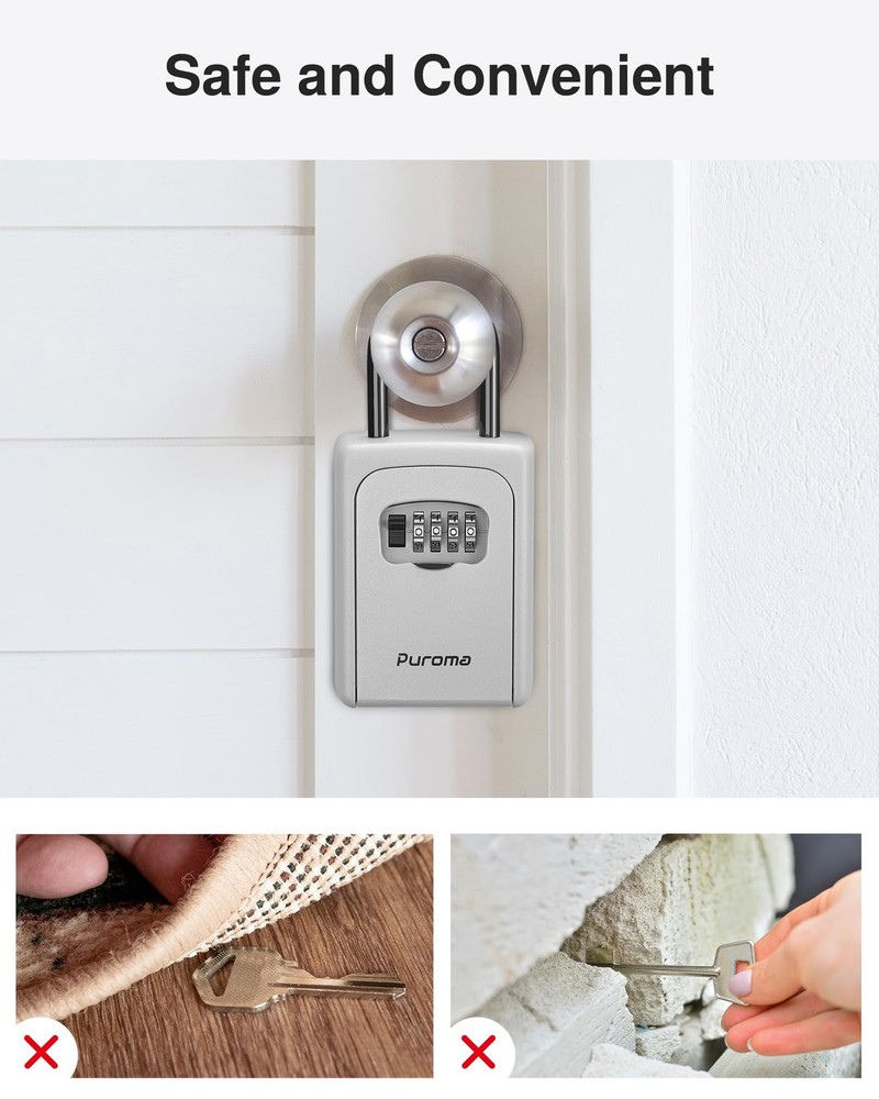 Lock , Large Key Lock Resettable Combination Lockbox, Portable Wall Mount Loc...