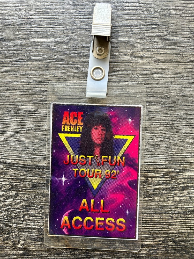 Kiss ACE FREHLEY LAMINATE PASS Just For Fun Concert Tour 1992 All Access Vintage