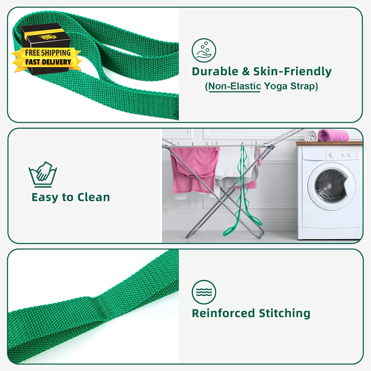 Stretching Strap Yoga Straps for Physical Therapy, 10 Loops Non-Elastic Stretch