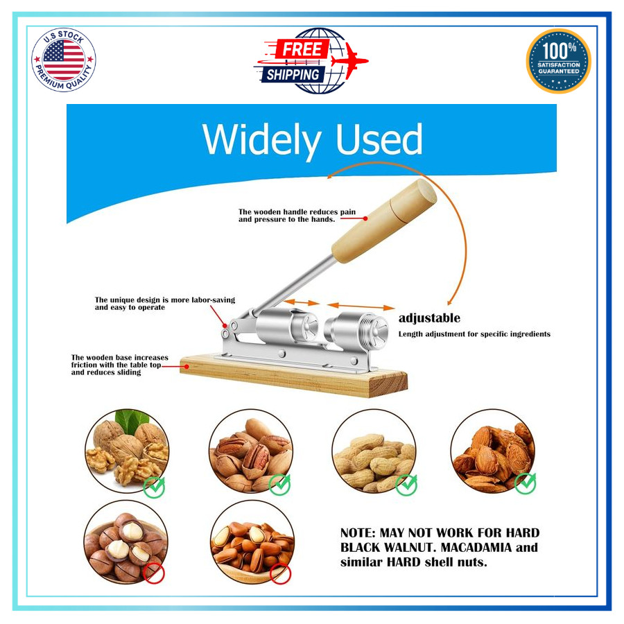 Nut Cracker Machine Splitter Tool Breaker Pecan Sheller Walnut Almond Hand Crank