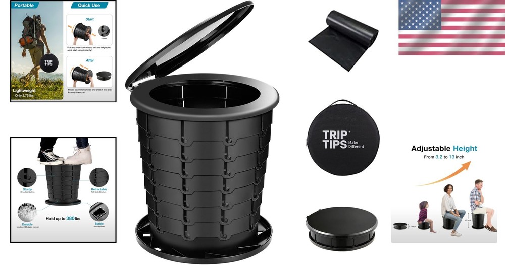 Multi-Functional Camping Toilet with Cover Design