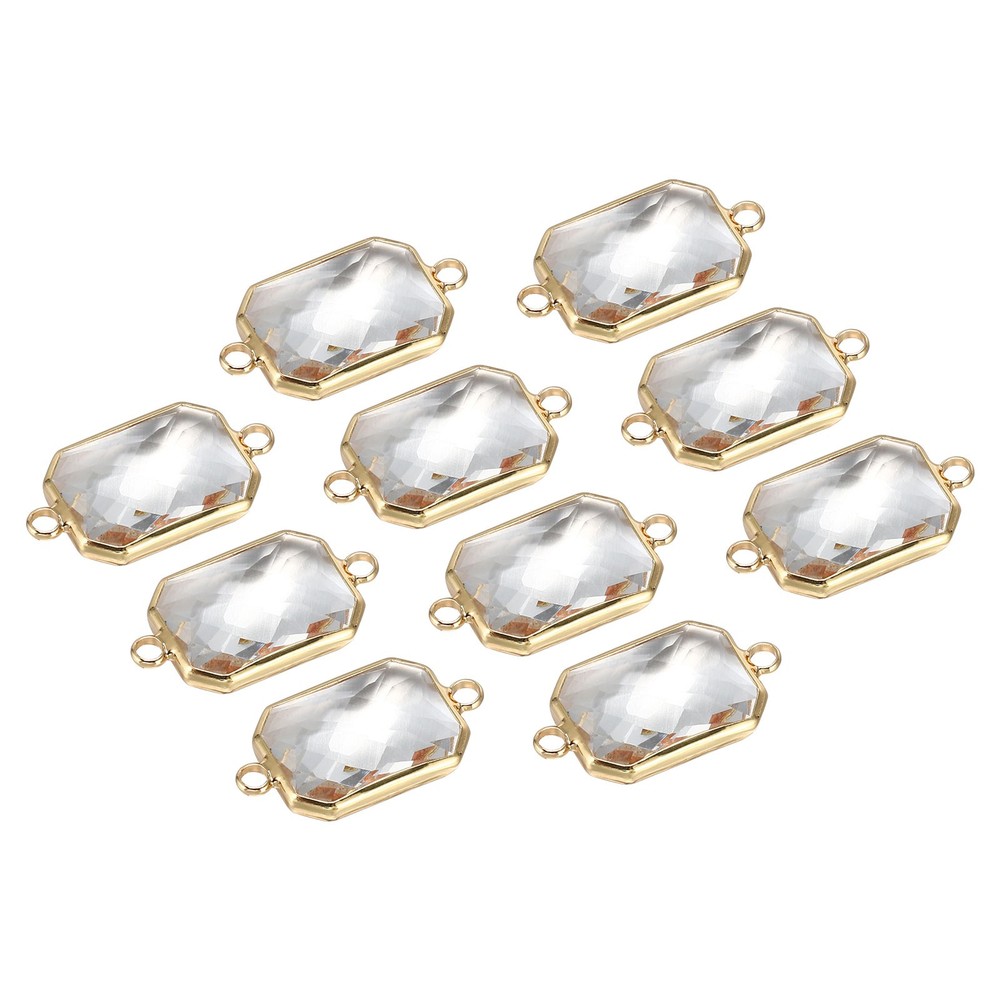 Birthstone Connector Link, 10Pcs Diamond Links Rectangle, White