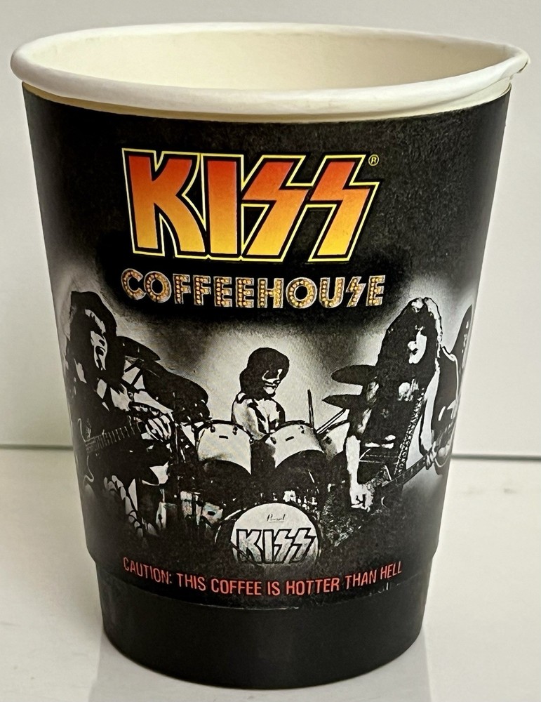 VINTAGE 2006 KISS COFFEEHOUSE MYRTLE BEACH 4" COFFEE CUP ROCK BAND ADVERTISING