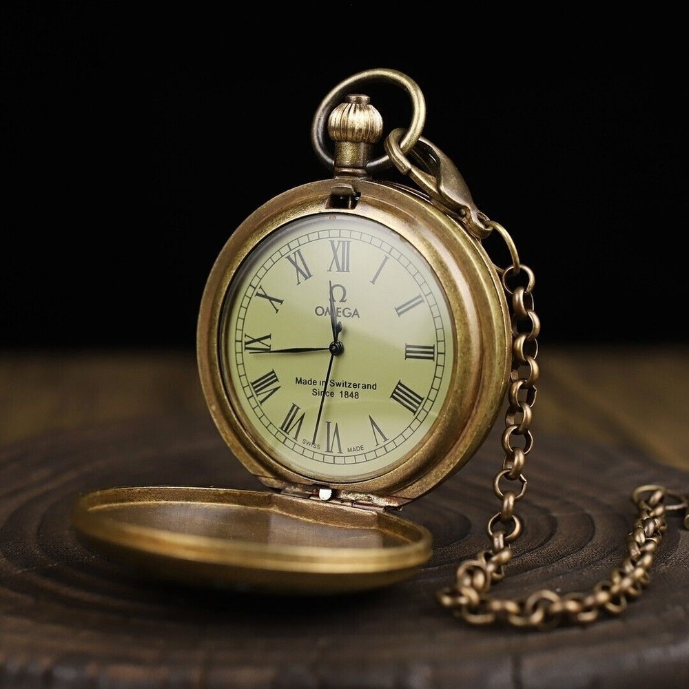 Double copper mechanical pocket watch