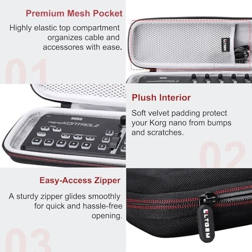 Hard Case for Korg Nano Slim Line MIDI Keyboard Controller Pads