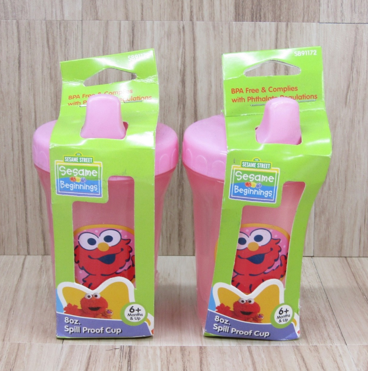 Sesame Street Beginnings Elmo Sippy Cups 8oz Spill Proof BPA FREE New Set of (2)