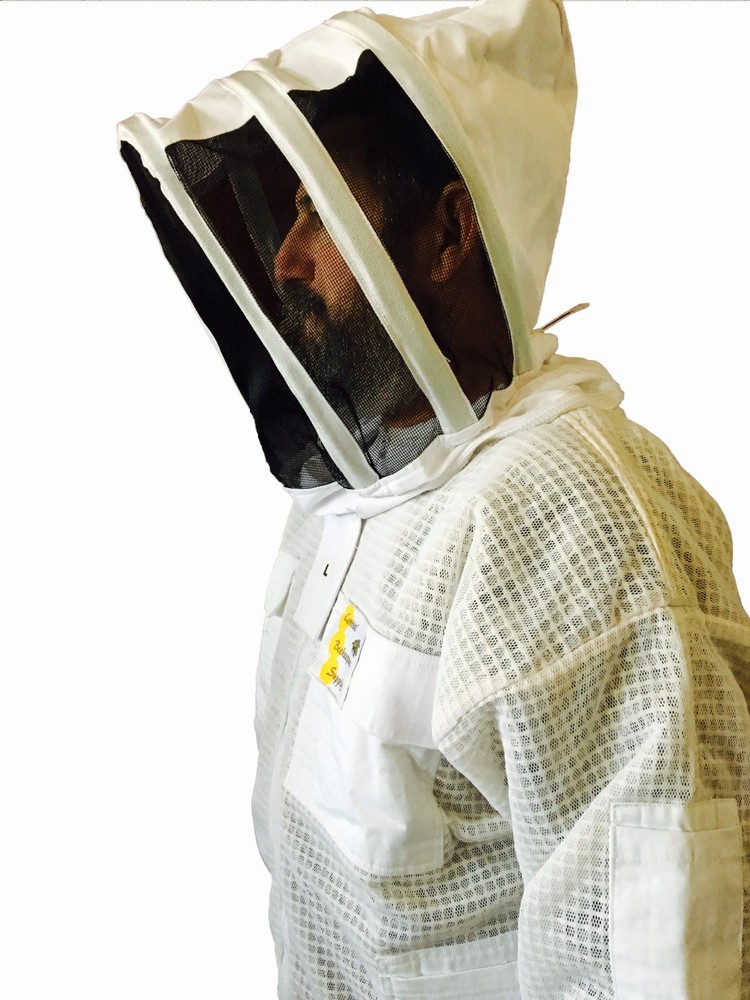 3 Layer Ventilated Beekeeping Protective Jacket with Veil that unzips at face