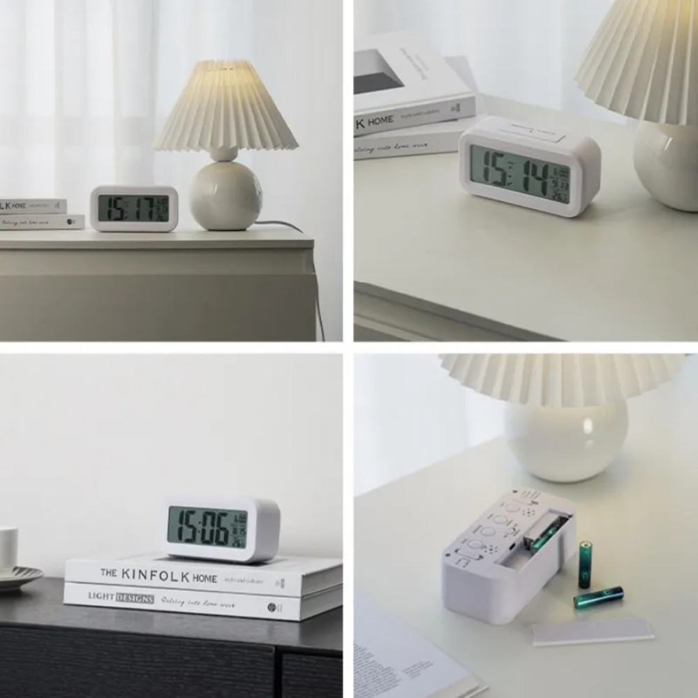 Battery operated digital desk clock