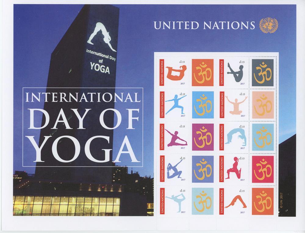 UN 2017 NY PERSONALIZED SHEET MNH INTERNATIONAL DAY OF YOGA SCOTT 1168 (S-81)
