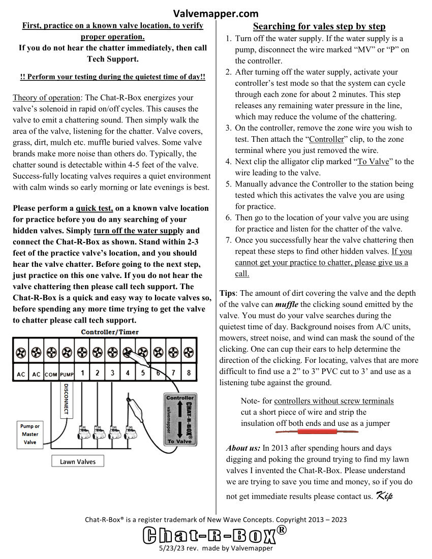 ✅Lawn Valve Locator, the orginal Chat-R-Box®, Proven Product Since 2013