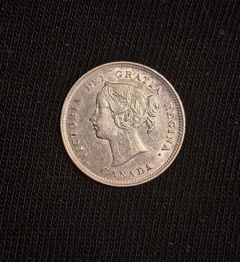 CANADA-1893 5 CENT SILVER- AU