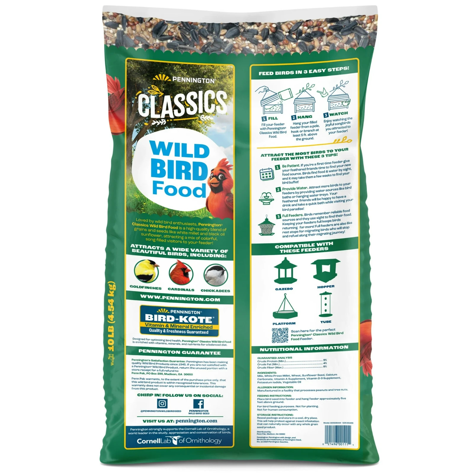 Pennington Classic Dry Wild Bird Feed and Wild Bird Seed, 10 lb. New Bag, 1 Pack