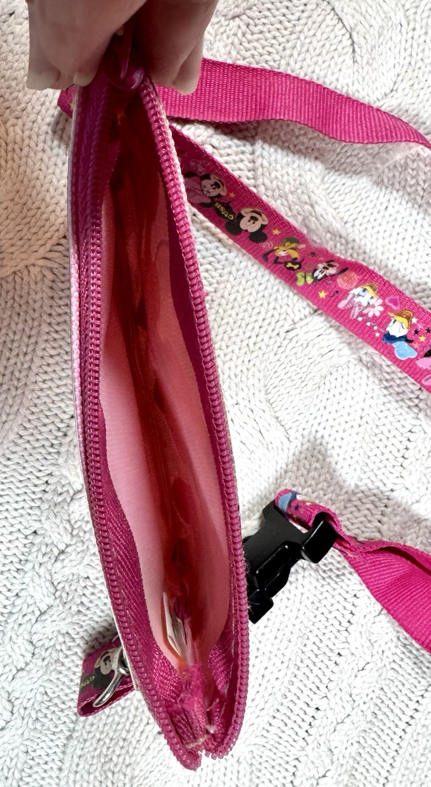 Disney Minnie Mouse Pink Small Wallet Lanyard Pouch Bag Case Accessory #1626