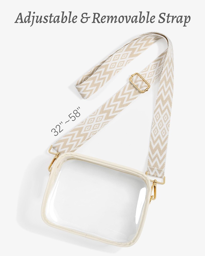 FANGSUN Clear Bag for Stadium Events, Purses Medium, Beige Diamond