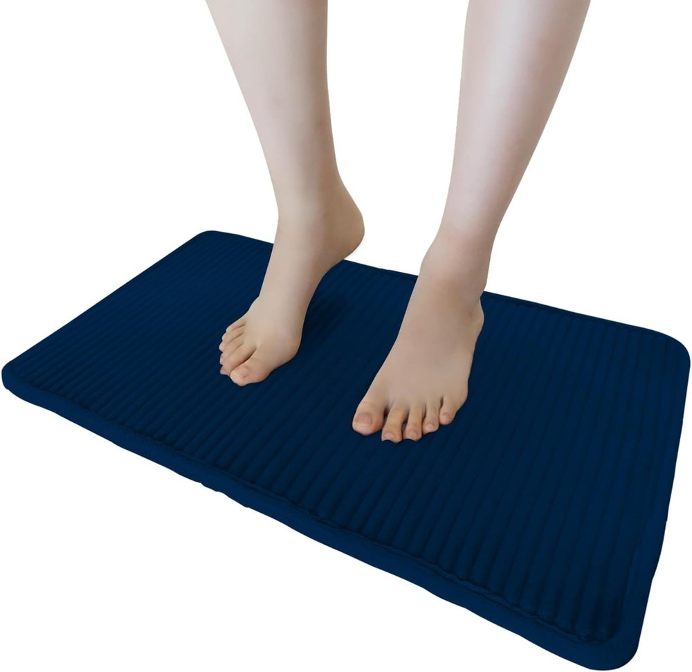 Memory Foam Bath Mat - Ultra 1'4 x 1'11 (Rectangular), Navy Blue