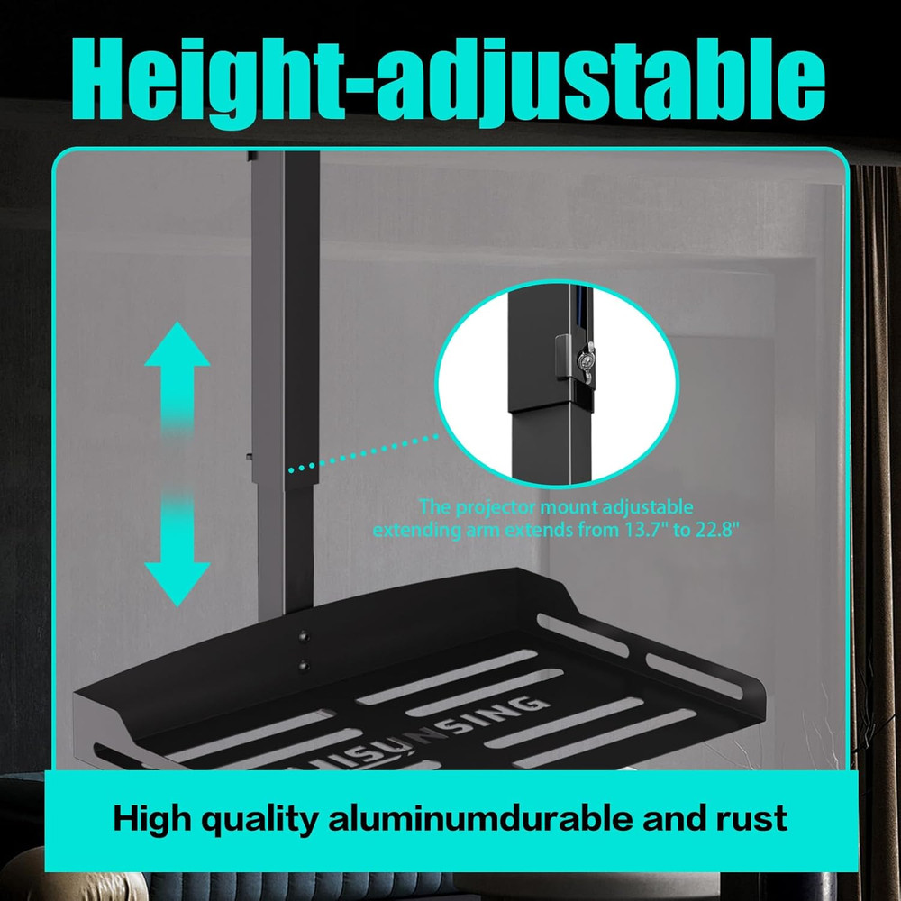 Universal Projector Ceiling Mount with Tray, Projector Mount Hidden Cable Routin
