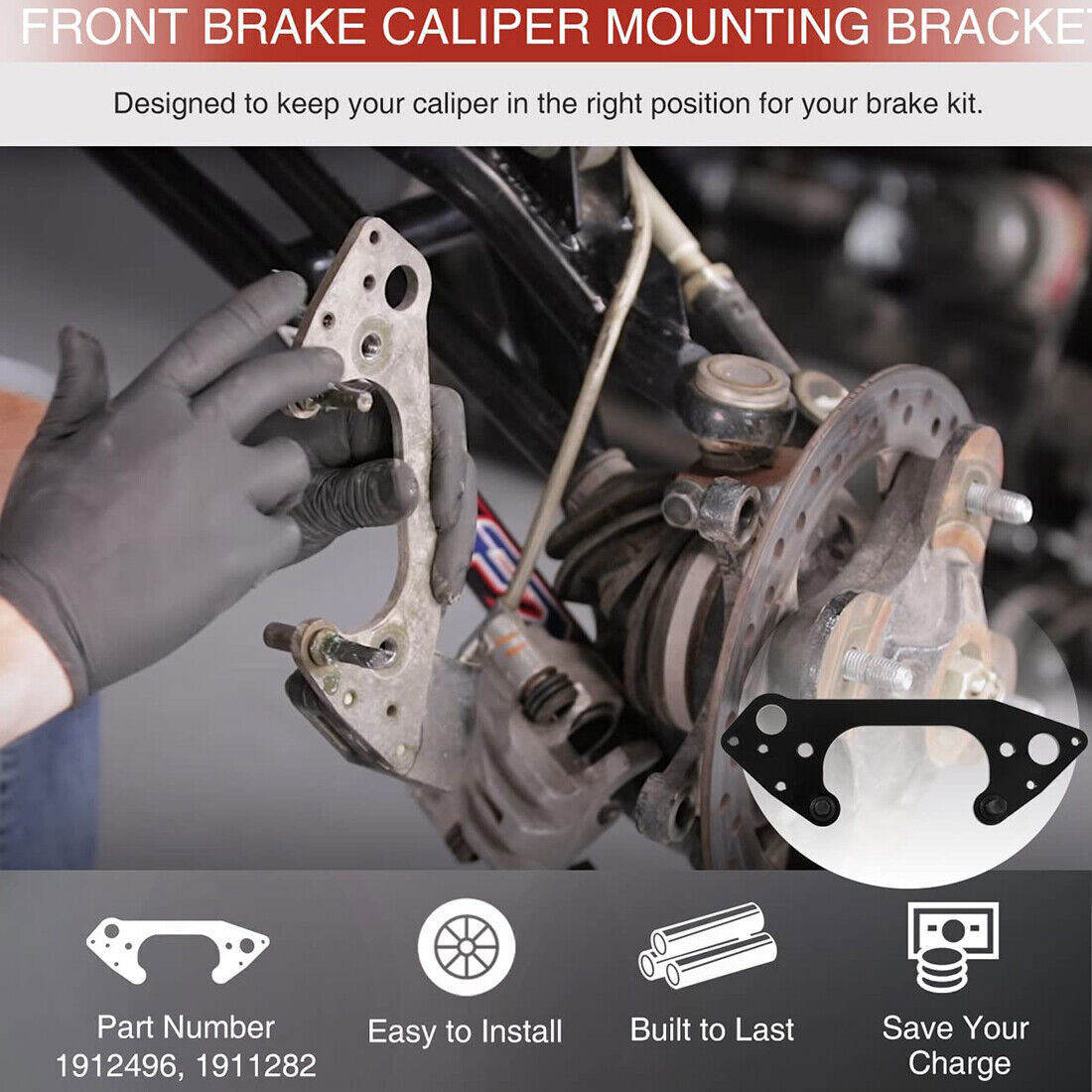 Front Brake Caliper Mounting Bracket 1912496 For Polaris Ranger RZR XP 900 1000