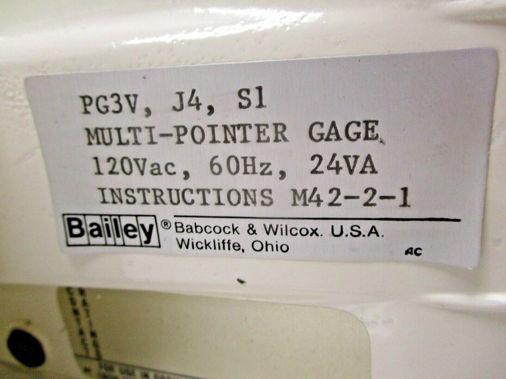 Bailey Control Systems PG3V Multi-Pointer Liquid Level Gauge 120VAC 60Hz 24VA