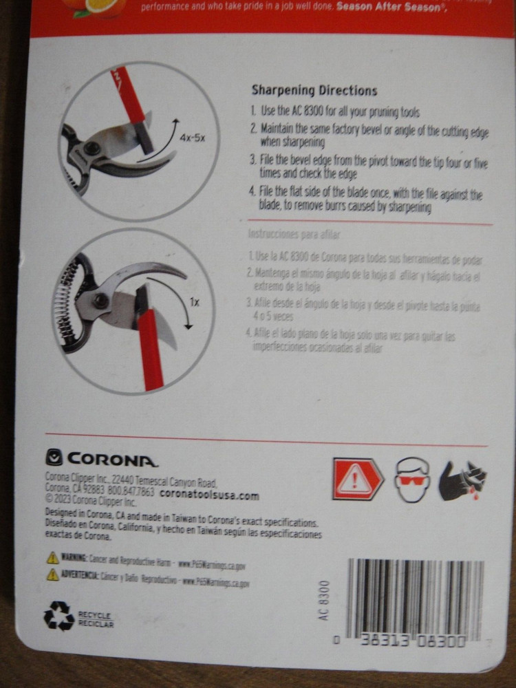 Corona AC 8300 Garden Tool Blade Sharpener 1-Pack Red