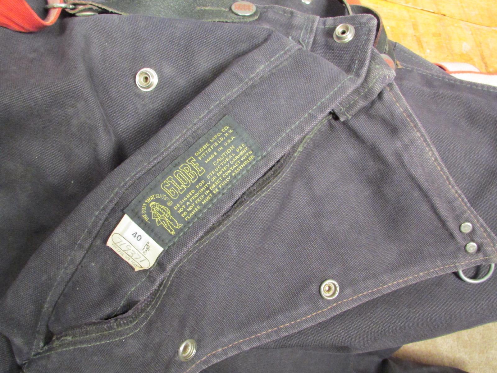 Vintage Globe Mfg. Firefighters Bunker Turnout Gear Pants Suspenders Fireman 40