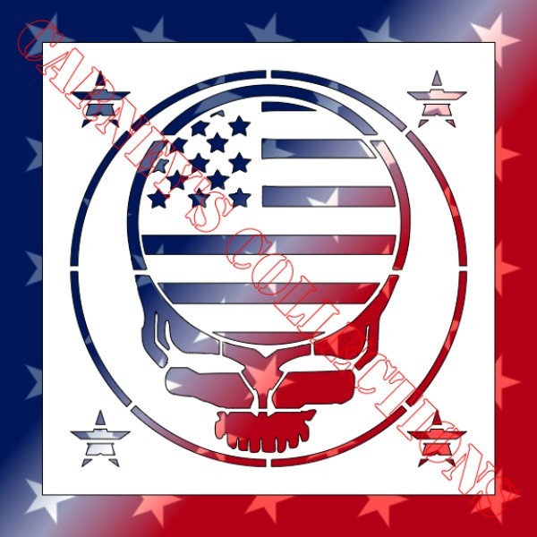 Plastic Stencil - Grateful Dead Skull Flag (RA431) (4", 6", 8", 10" or 12")*****