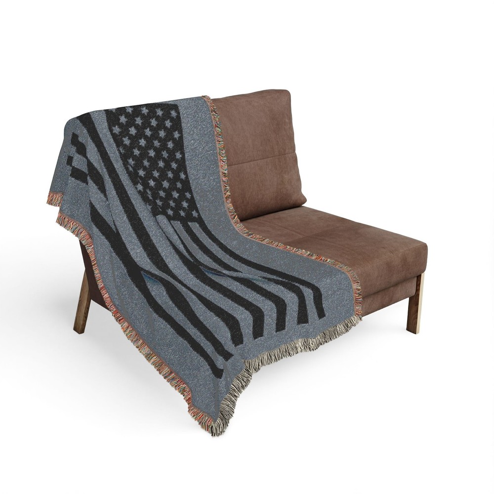 Monochrome American Flag Woven Blanket