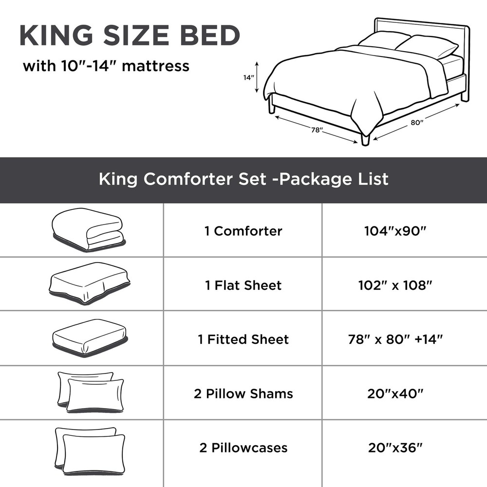 Andency Dark Grey Comforter King Size - 7 (104"x90"), 07 -