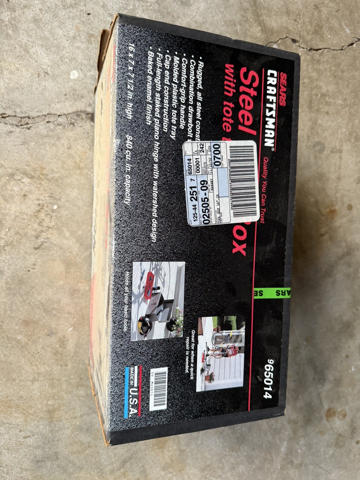 NOS! VINTAGE CRAFTSMAN 16" STEEL TOOL BOX w/ RED TRAY #965014 SEALED