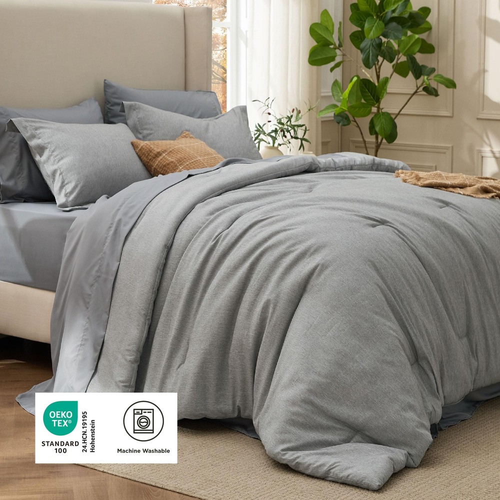 Bedsure King Size Comforter Set Dark King(with Sheet Set), 02 - Grey