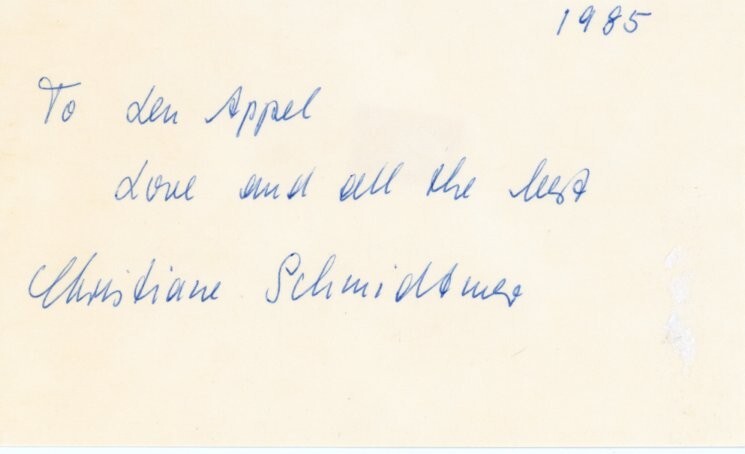 Christiane Schmidtmer- Signed Index Card