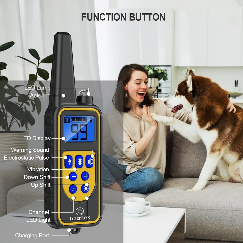 Heaflex 3 Dogs Training Collar Remote E-Shock Safe Training Modes 3-Dog Collar