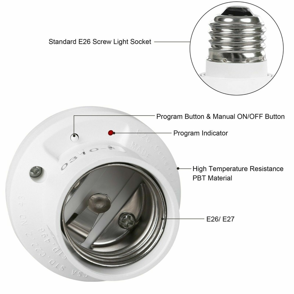 DEWENWILS Remote Control Lamp Socket Wireless Light Switch Kit E26/E27 Bulb Base