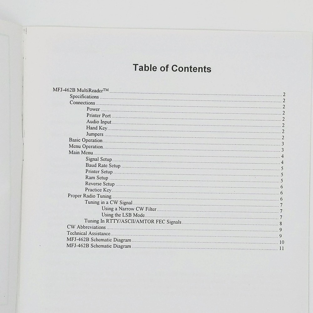 MFJ-462B MultiReader Ver. 2E Original Manual