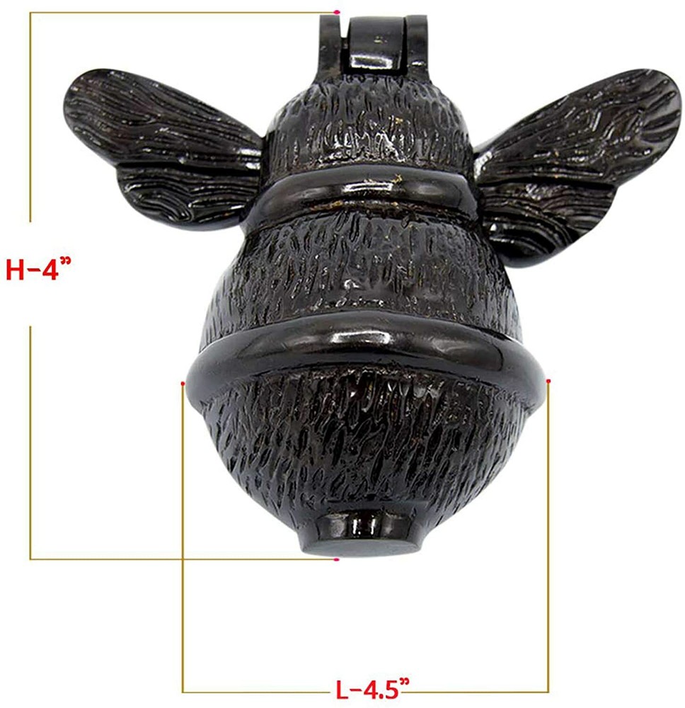 Solid Brass, Black Bumblebee Door Knocker for Front Door Handmade Gift