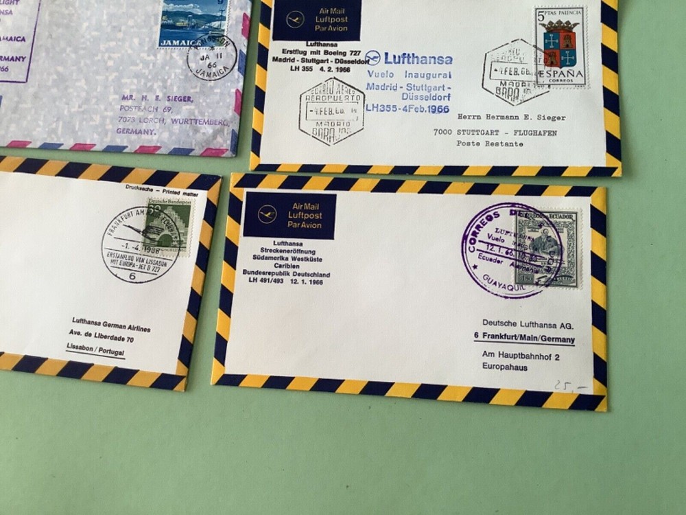 Airmail flight cover mixed World 9 items Ref A1475