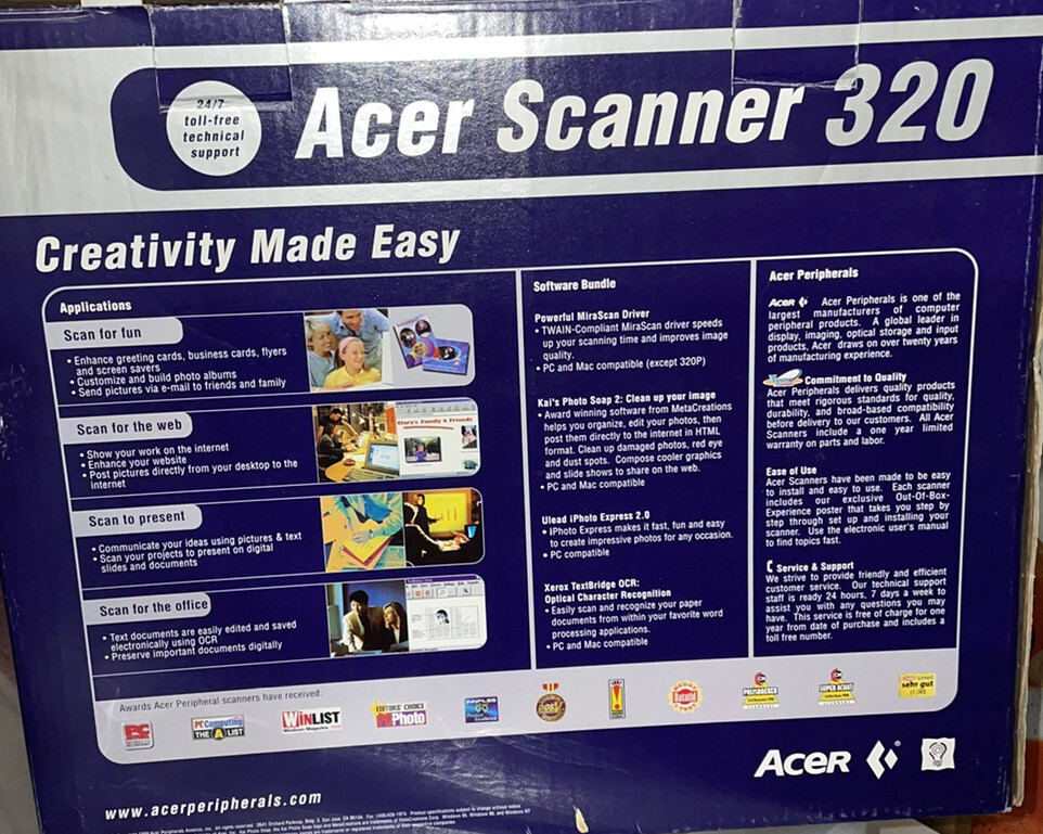 Rare 320p flatbed acer scanner model 6687