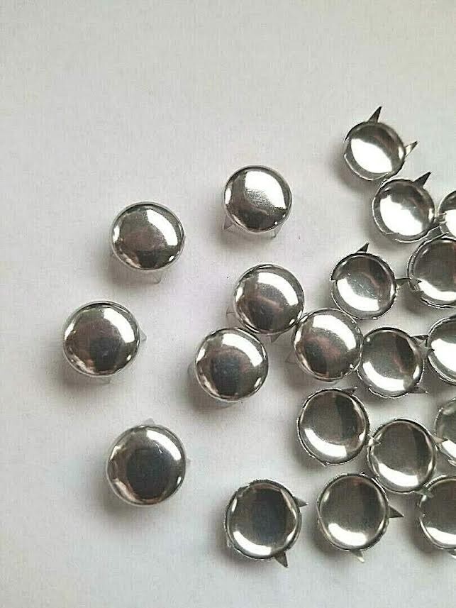 CraftbuddyUS 100pcs 12mm Silver Round Dome Studs, DIY
